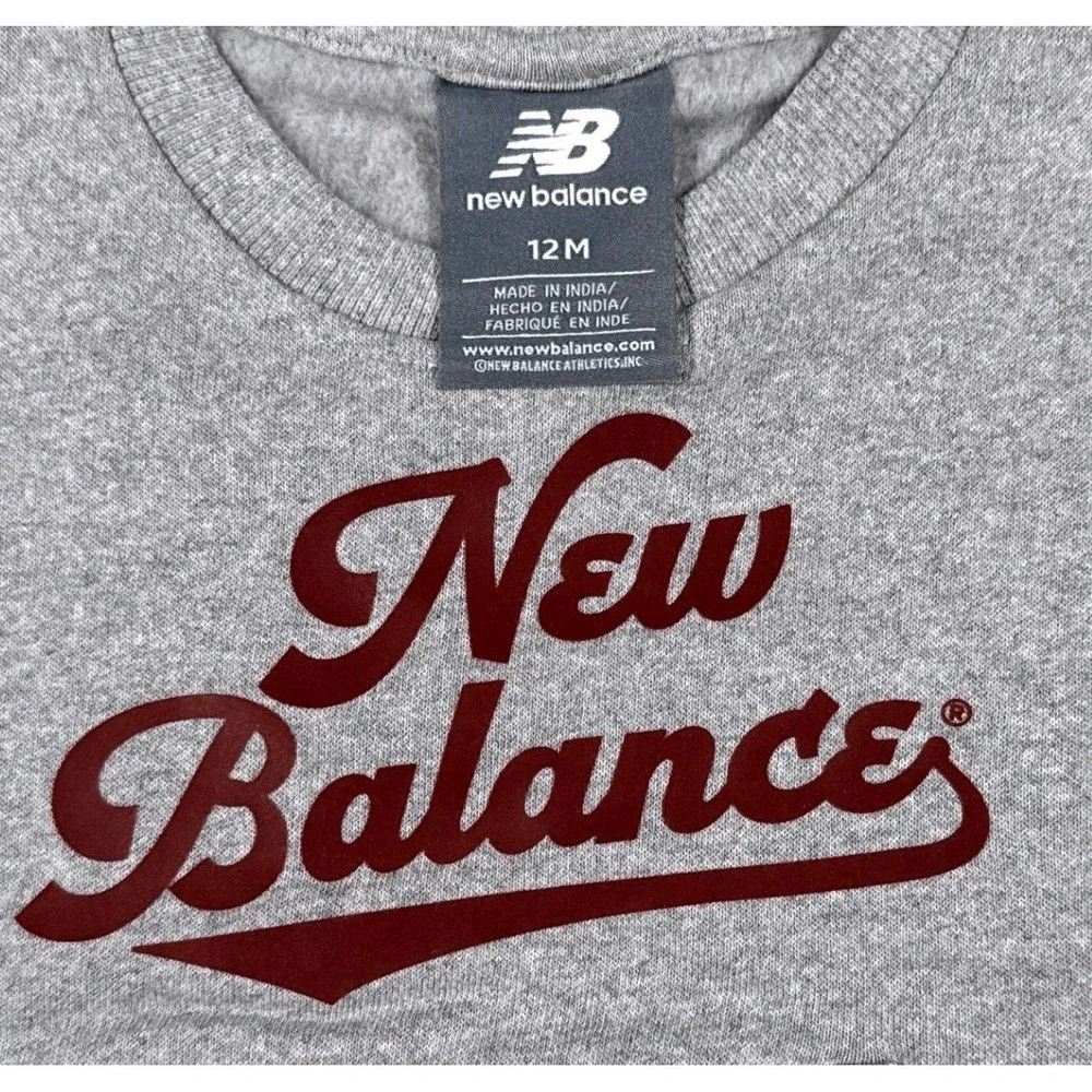 New Balance Boys‎ 2PC Fleece Set 12 Month Gray Sweatshirt Jogger Pants Logo NWT